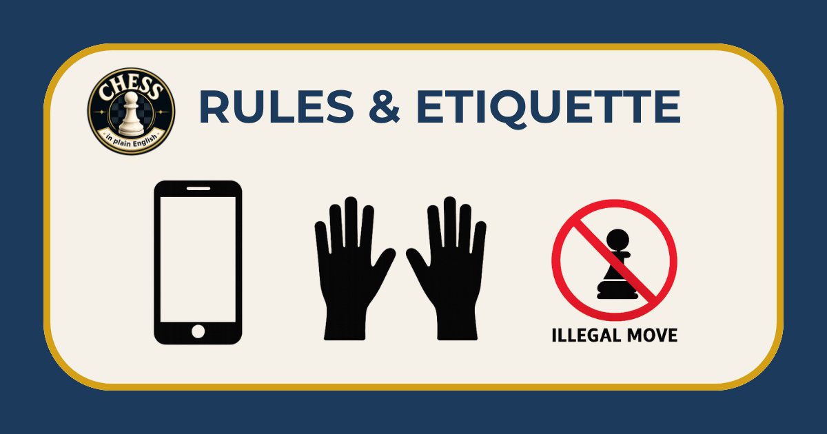 chess rules etiquette tournament — touch-move clock sequence and draw offer rules